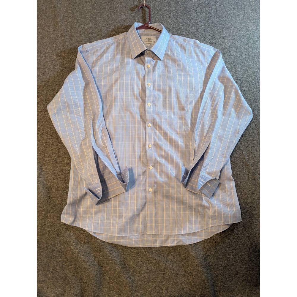 Charles Tyrwhitt Shirt Mens Oxford Button Up 18-37 Blue Long Sleeve French Cuff - Picture 1 of 9